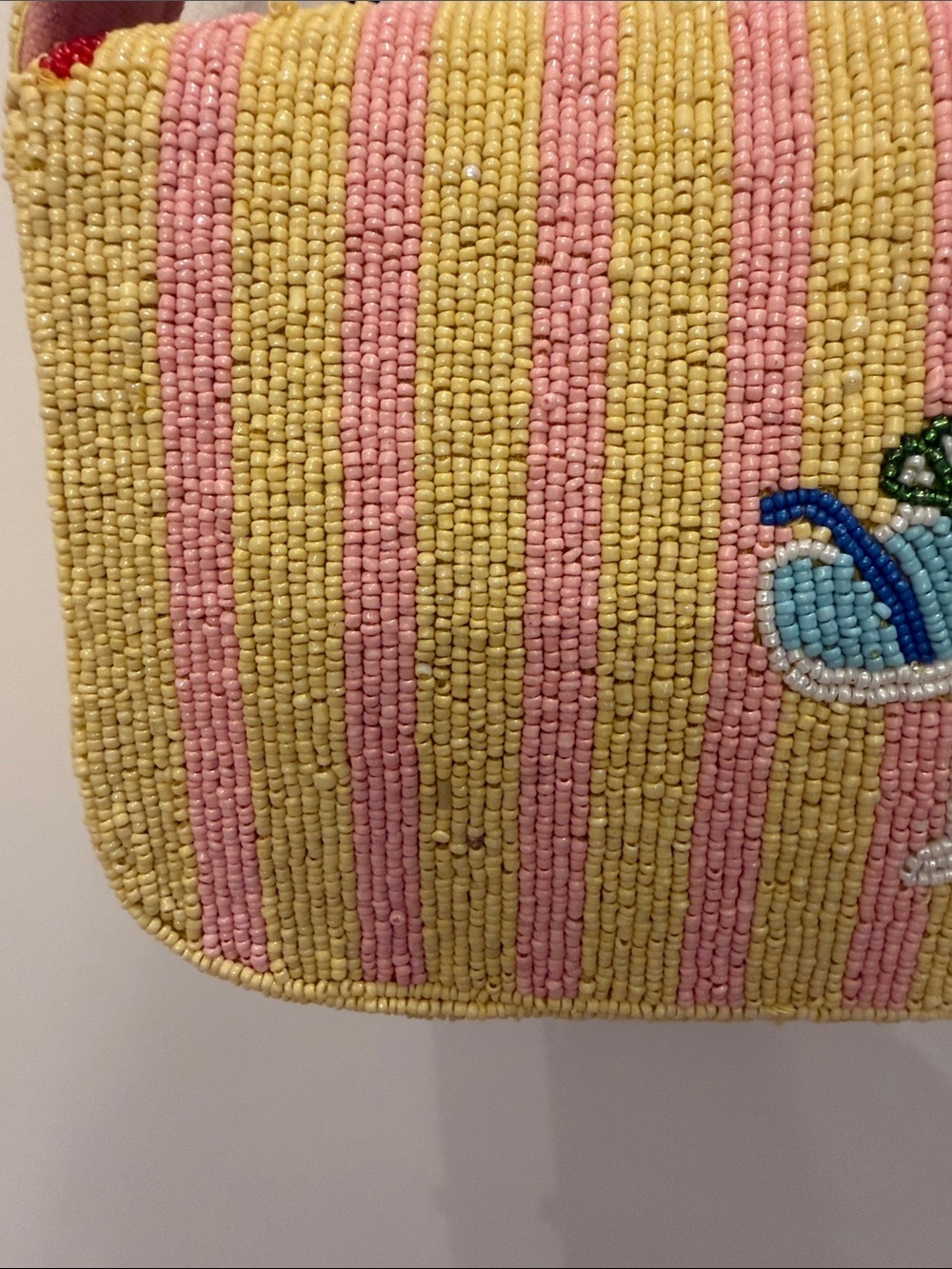 NWT-NEW VIRAL Beaded Pink 'La Dolce Vita' Shoulder Bag with Tropical Motifs - Picture 12 of 12